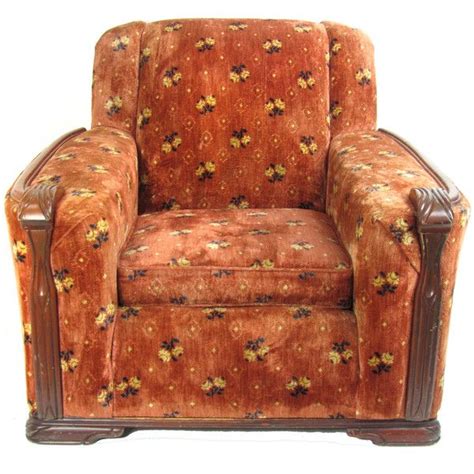 Available in standard fabrics only. 1940s Upholstered Club Chair w/ Wood Trim | Ruby + George ...
