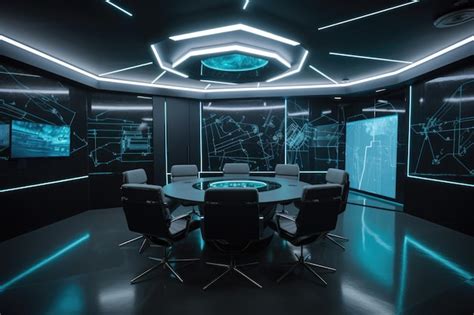 Premium Ai Image Hightech Meeting Room With Futuristic Decor And