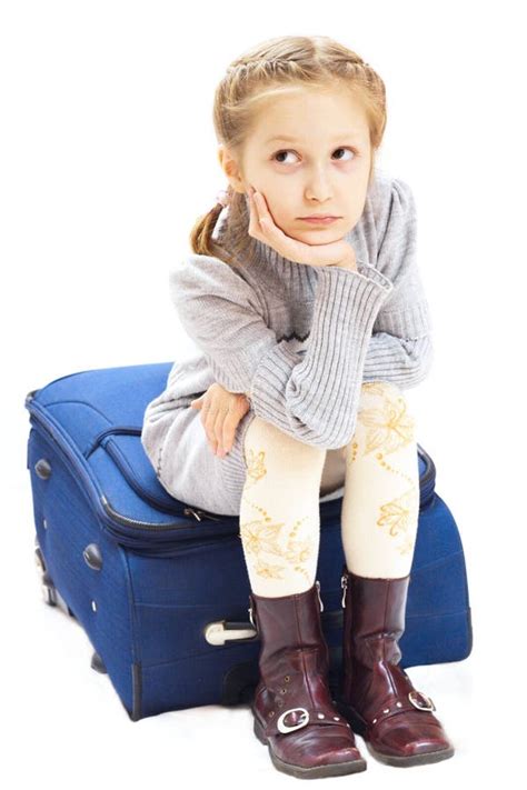 Sad Girl With Suitcase Stock Photo Image Of Emotion 12277272