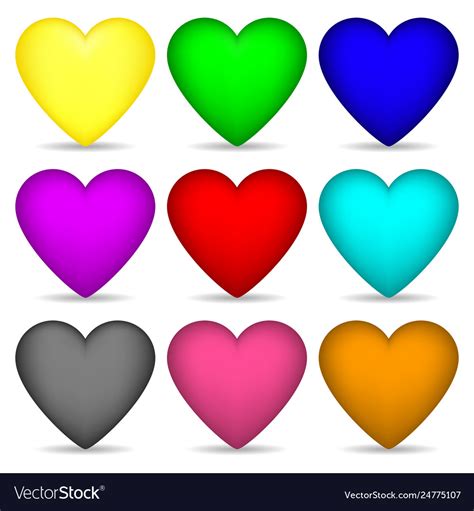 Set Colored Hearts Isolated On White Royalty Free Vector