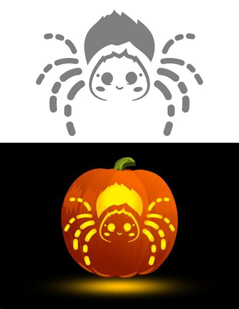 Printable Kawaii Spider Pumpkin Stencil Halloween Pumpkin Stencils