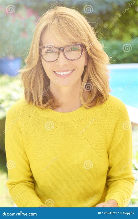 attractive middle aged woman portrait stock image image of outdoor lifestyle 125945217