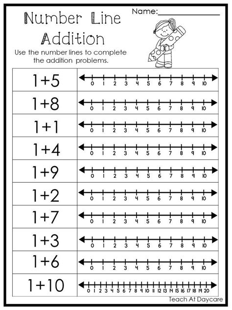 Number Line Addition To 10 Worksheet