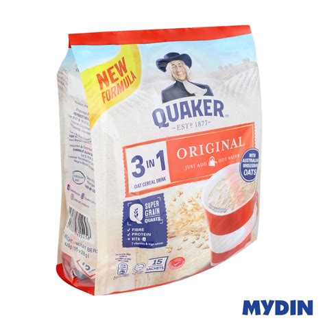 Quaker 3 In 1 Oat Cereal Drink Original 15s X 28g Shopee Malaysia