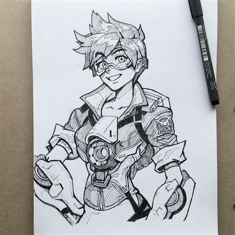 thought i would draw my favourite overwatch character tracer overwatch drawings overwatch