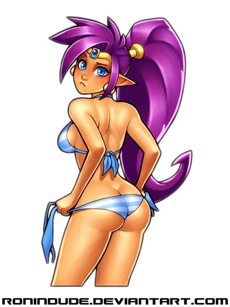 Ronindude Shantae Shantae Series Highres 1girl Ass Bikini Blue Eyes Butt Crack Dark