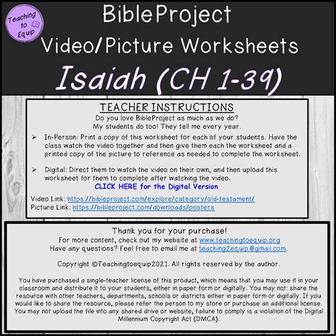 Overview Of The Book Of Isaiah Ch1 39 Bible Summary Activity Made