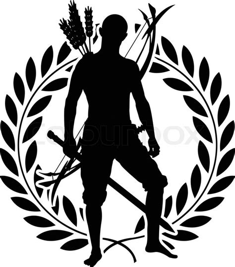 Fantasy Warrior With Laurel Wreath Vector Illustration Stock Vector