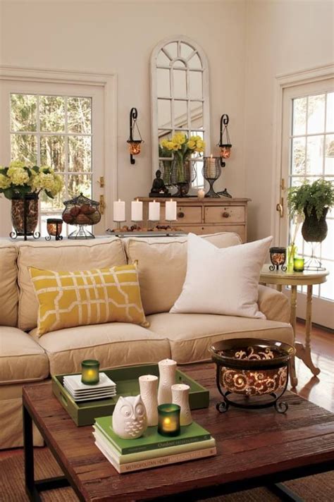 Traditional Beige Living Room With Yellow Accents Room Decor And Design