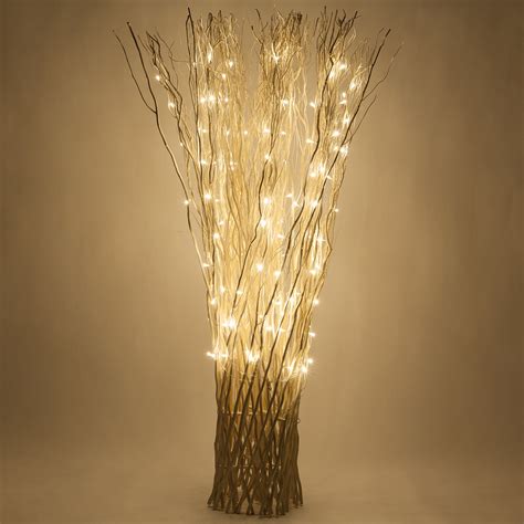 White Free Standing Willow Led Lighted Branches Warm White Lights 1