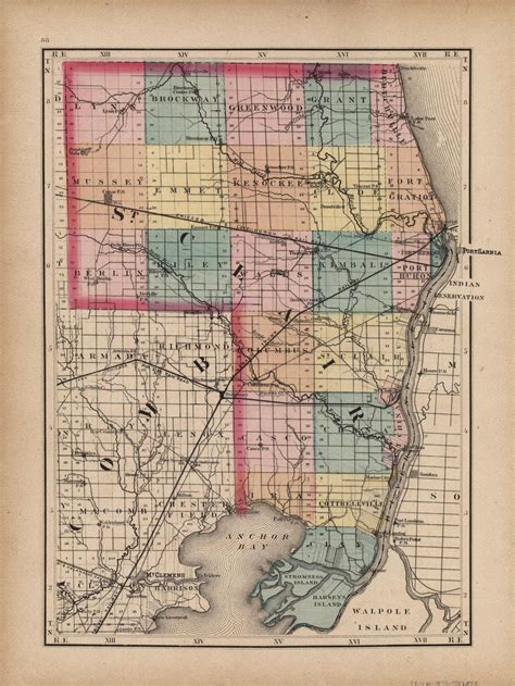 St Clair County Michigan 1873 Map Art Source International Inc