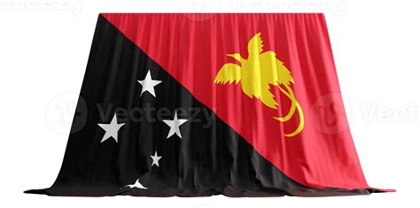 Papua New Guinea Flag Curtain In 3d Rendering Called Flag Of Papua New