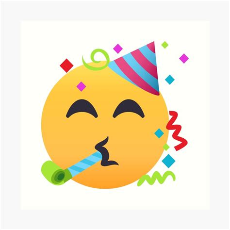 Joypixels Partying Face Emoji Art Print By Joypixels Redbubble