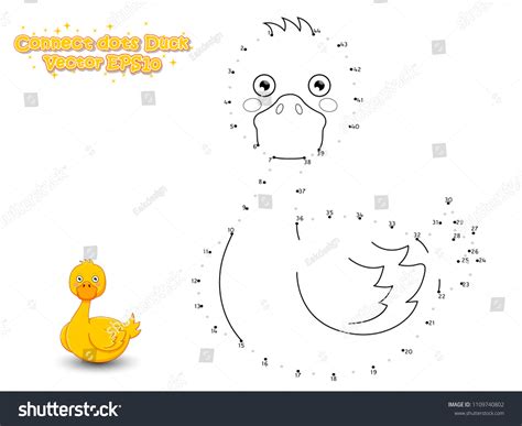 Connect The Dots And Draw Cute Cartoon Duck Royalty Free Stock Vector 1109740802