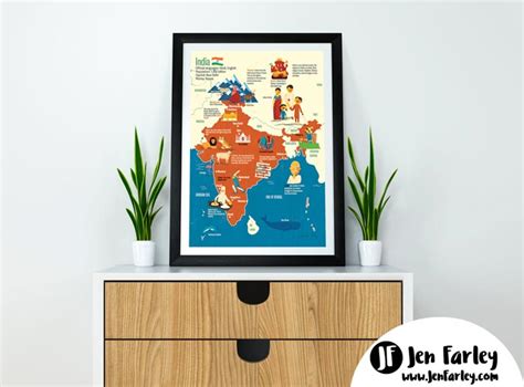 Illustrated Map Of India Jennifer Farley