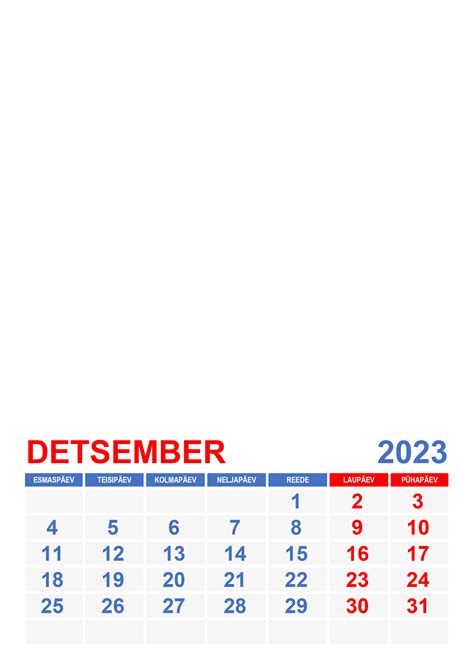 Kalender Detsember 2023 Kalendridsu