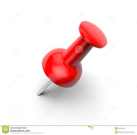 Red Push Pin On White Background Stock Illustration