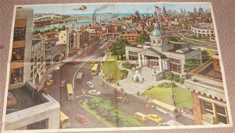 1965 Grade School Poster World Book Childcraft City And Farm Scenes