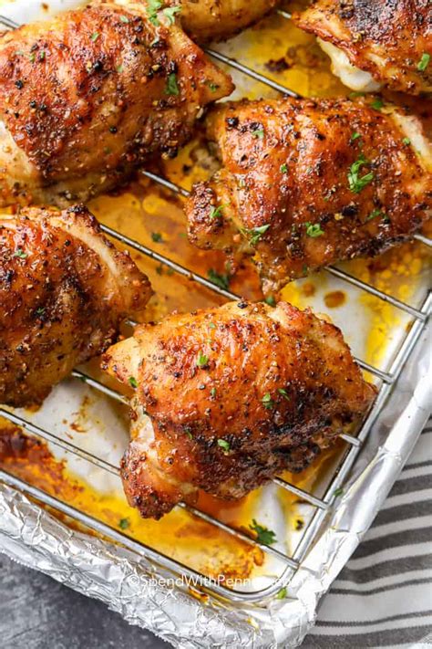 Crispy Baked Chicken Thighs Perfect Every Time Spend With Pennies