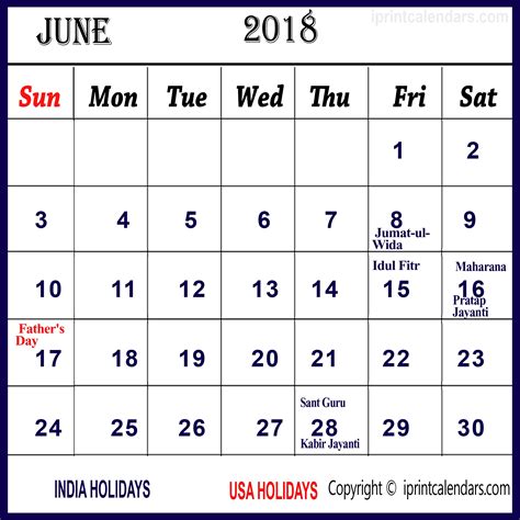 June 2018 Calendar With Holidays Asafonggecco Qualads