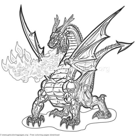 Cartoon Dragon Breathing Fire Coloring Pages Free Instant Download