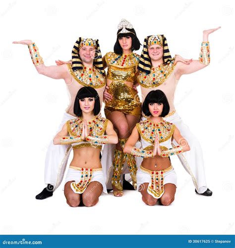 Dancers Dressed In Egyptian Costumes Posing Stock Image Image Of Grace Adult 30617625