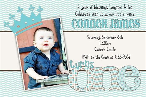This colorful card features mickey on a starry blue background that can be personalized with a cute portrait of your baby, his name and the party details. Baby Boy First Birthday Invitations
