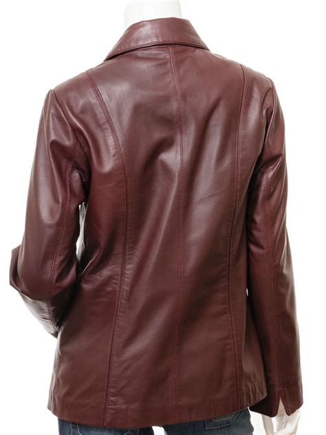 Womens Burgundy Leather Jacket Cusseta Women Caine