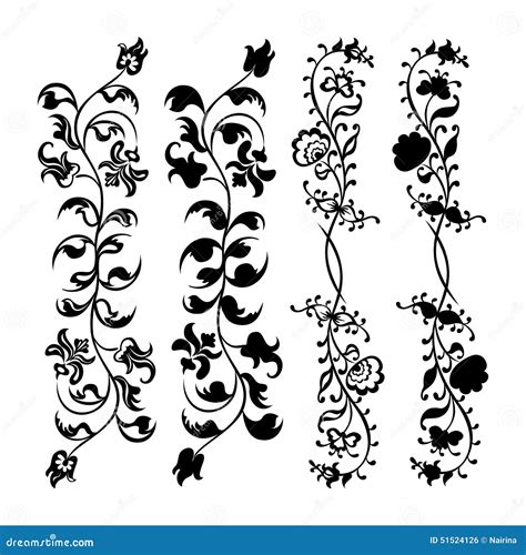 Set Swirling Decorative Flower Stock Vector Illustration Of