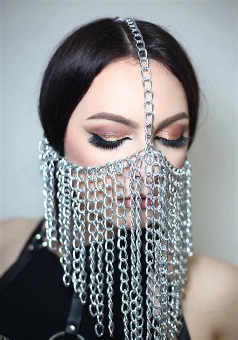 Chain Face Mask For Women Harness Chain Mask Silver Face Etsy