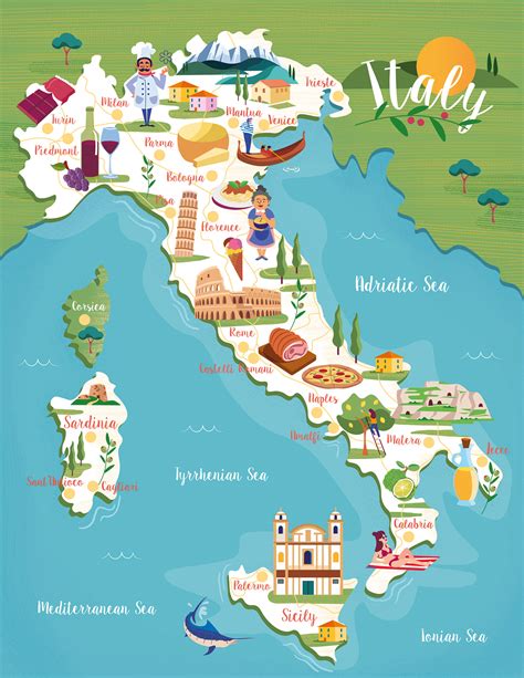 Illustrated Map Of Italy Maps Images And Photos Finder