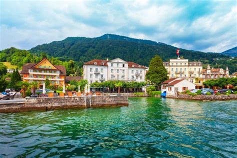 Weggis Town On Lake Lucerne Stock Image Image Of European House
