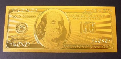 2x Pure 24k Gold Layered 100 Dollar Us Replica Bank Notes 999 Leaf