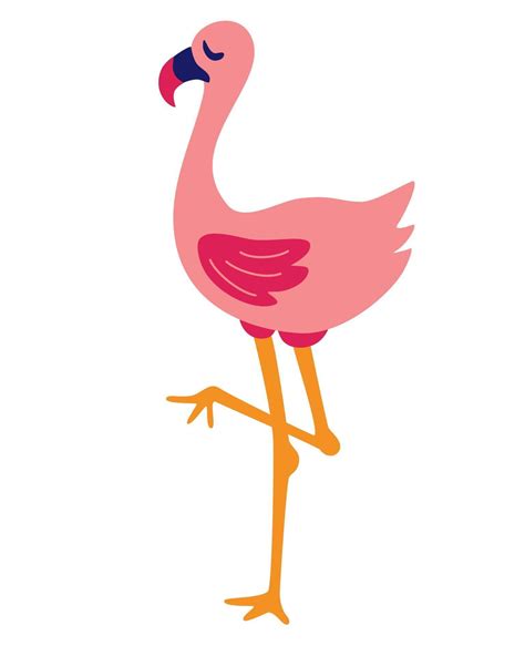 Cartoon Flamingo Icon Jungle Wild Bird Cute Flamingo Vector