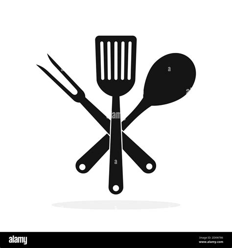 Spoon Fork And Spatula Crossed Cooking Tools Black Restaurant