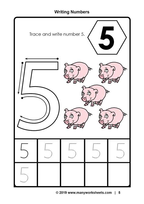 Preschool children, ready and anxious to learn, need early exposure to literacy, language, and math at this critical developmental age. Number 5 Tracing Worksheets for Preschool - Dotted Numbers
