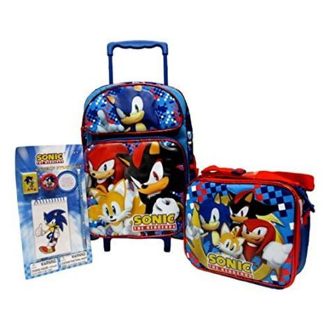 Sonic The Hedgehog Large 16 Rolling Backpack Lunch Box And Stationery