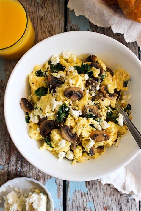 Mushroom Feta Scrambled Eggs The Two Bite Club