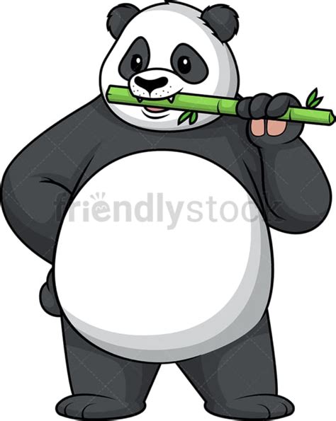 Panda Eating Bamboo Cartoon Clipart Vector Friendlystock