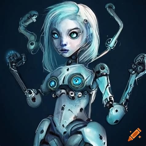 Fantasy Drawing Of A Friendly Female Robot