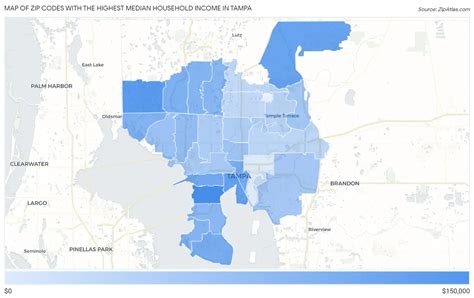 Highest Median Household Income In Tampa By Zip Code Zip Atlas