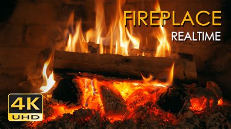 4k Realtime Fireplace Relaxing Fire Burning Video 3