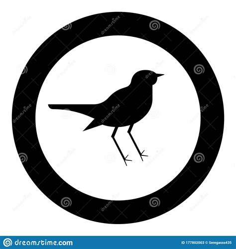 Nightingale Luscinia Bird Silhouette Icon In Circle Round Black Color