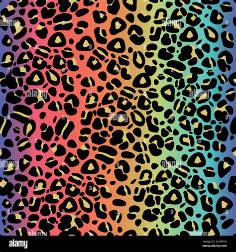 Vector Illustration With Rainbow Colored Spotted Print Bright Leopard