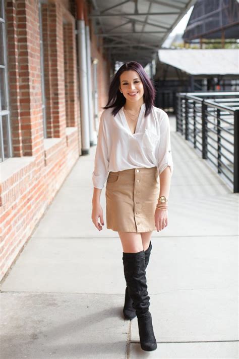 Suede Skirt And Over The Knee Boots