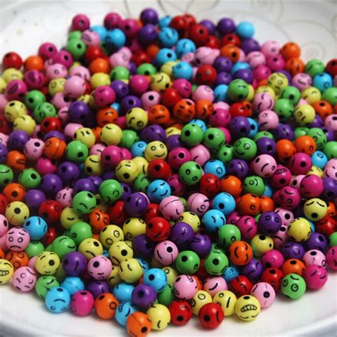 8mm 200pcs Abundant Facial Expression Diy Acrylic Beads Scattered Beads