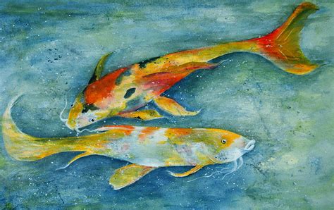 Two Koi Painting By Vallee Johnson Fine Art America