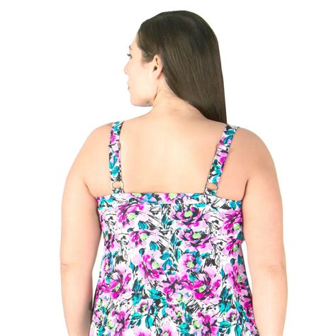 Pink Floral Underwire Plus Size Swimwear Tankini Top Swimsuits Just