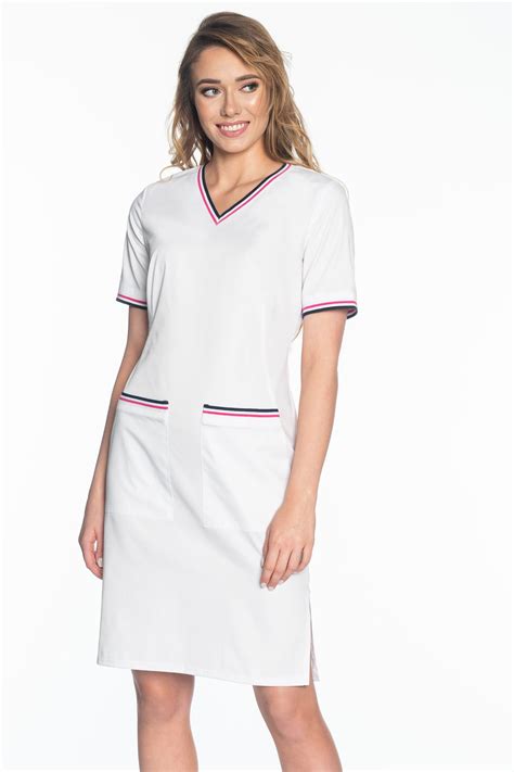Scrubs Dress Soft Stretch Grey Ske5 S2 Biały Womens Medical
