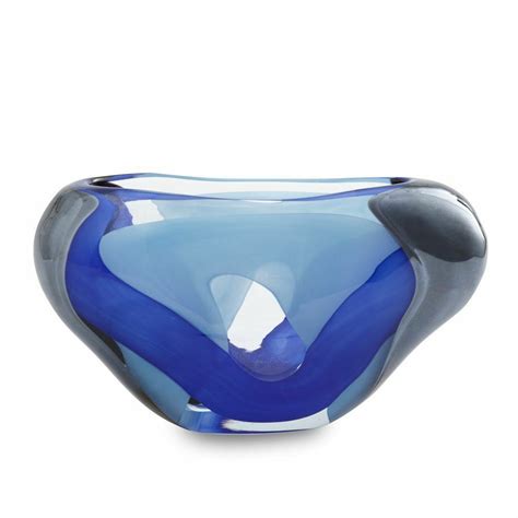 Sasaki By Mikasa Kyoto Swirl Bowlvase Art Glass Blue Vs1003 New